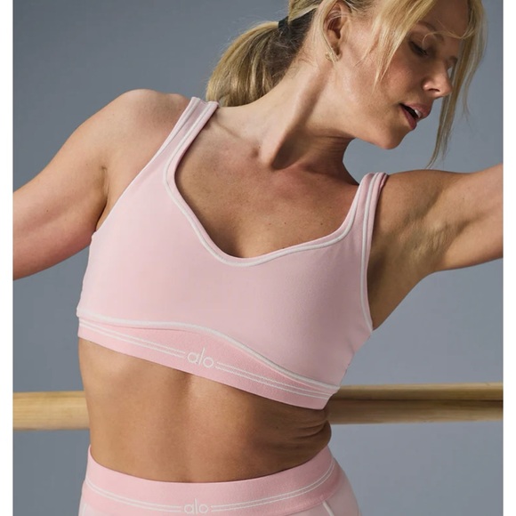 Alo Airbrush Heart Throb Bra NWT Ballet Pink - Picture 1 of 6